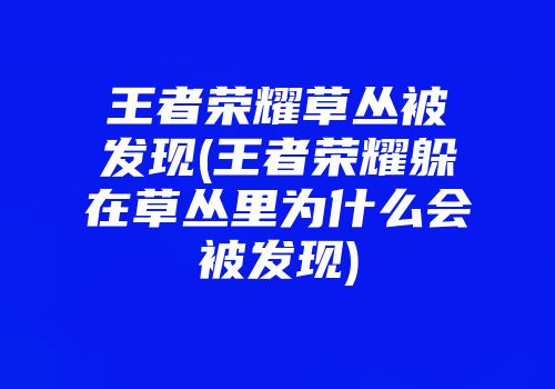 王者荣耀草丛被发现(王者荣耀躲在草丛里为什么会被发现)